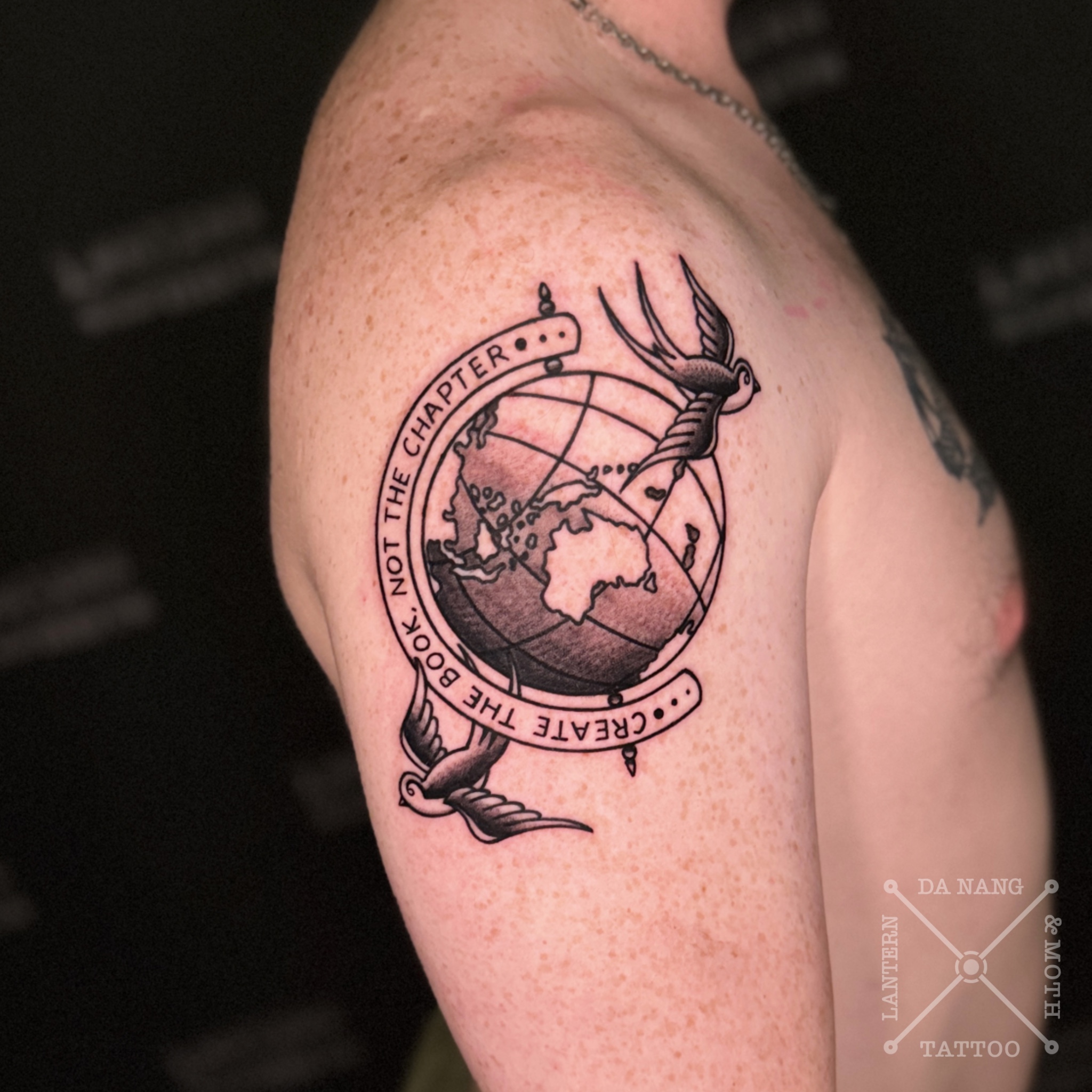 Black-traditional-design-Lantern-and-Moth-Tattoo-Da-Nang