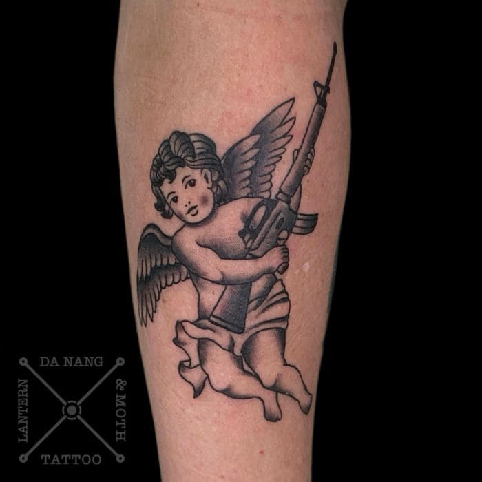 Black_Traditional_Cupid_Tattoo