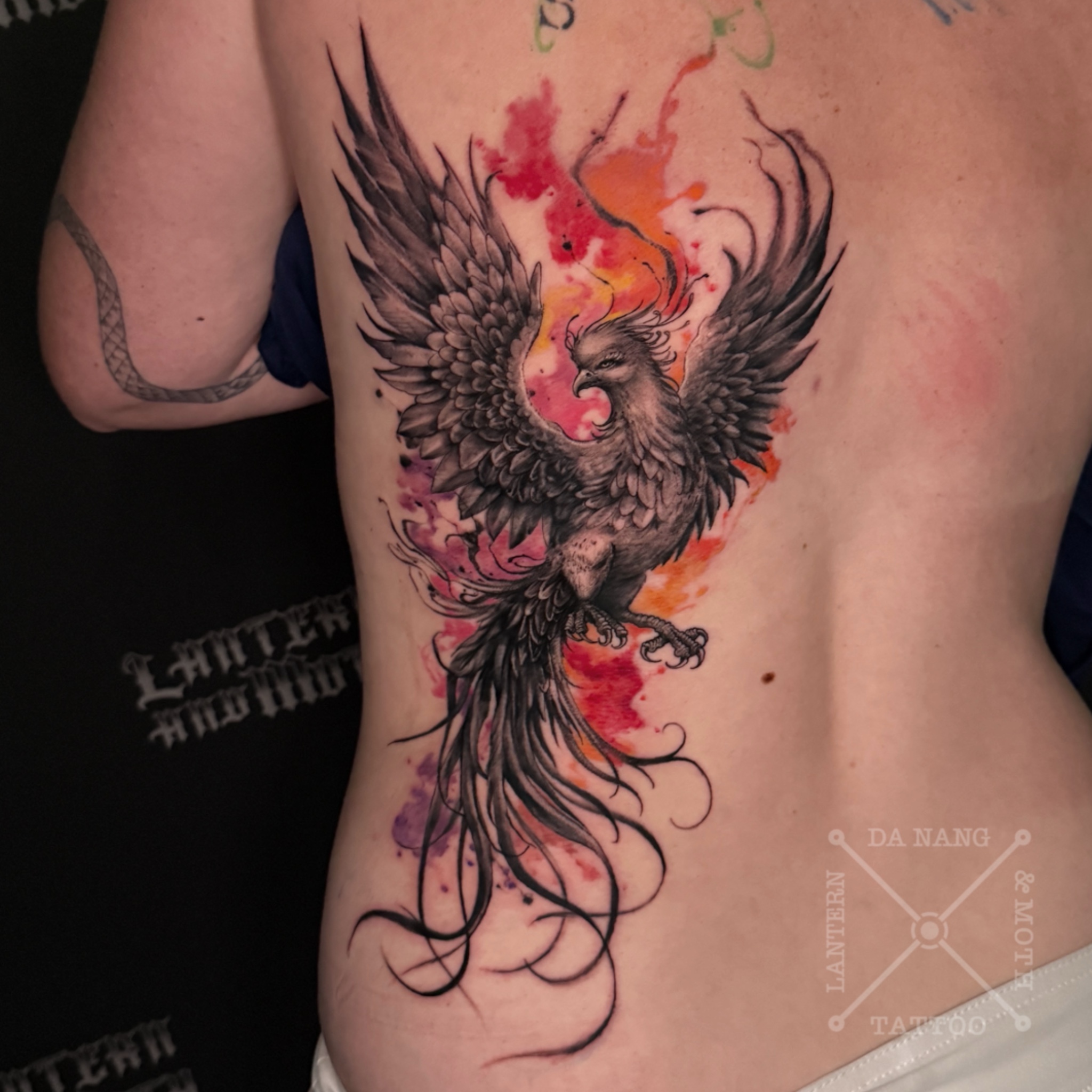 Colour-phoenix-design-Lantern-and-Moth-Tattoo-Da-Nang