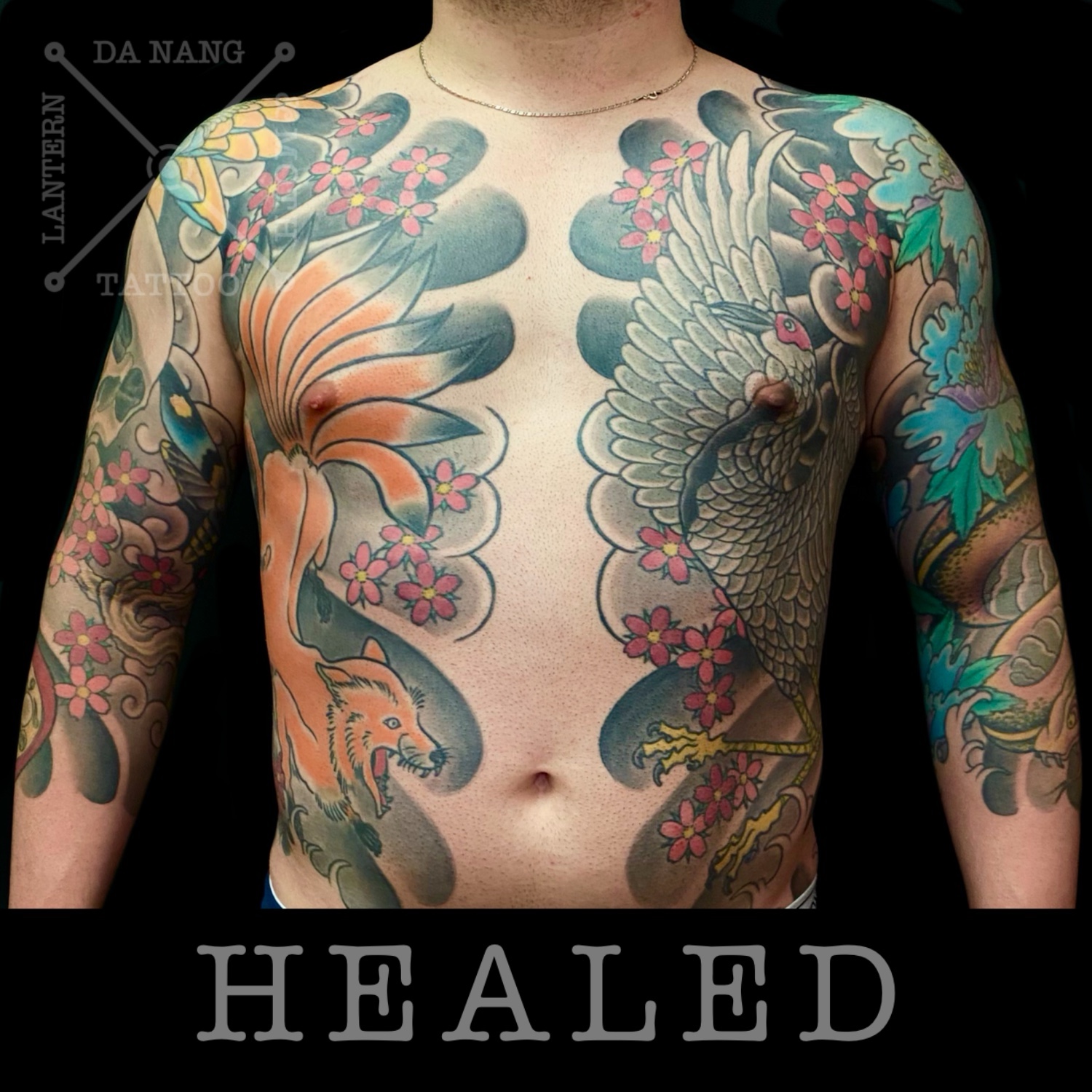 Japanese_fox_and_crane_torso_tattoo