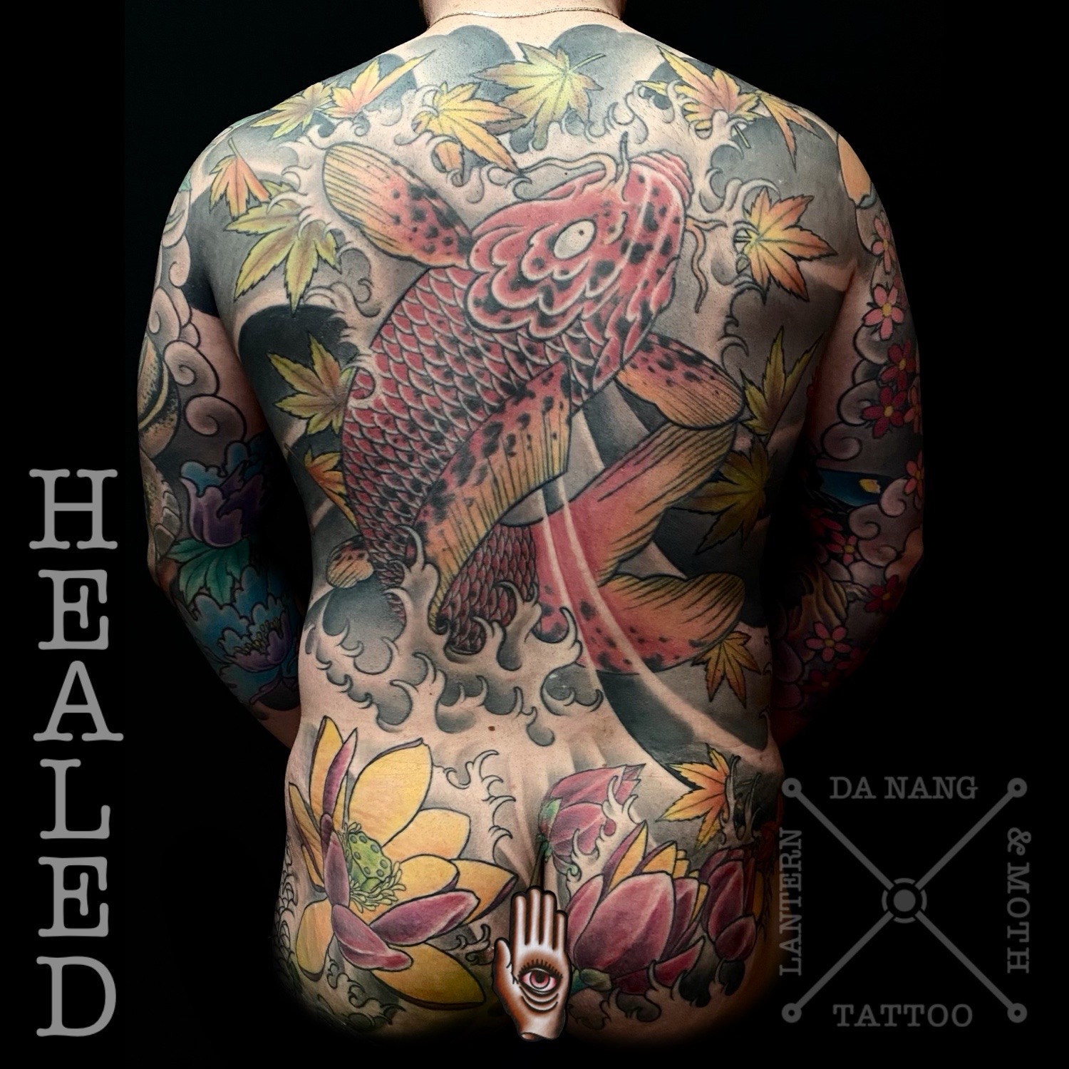 Japanese koi backpiece tattoo