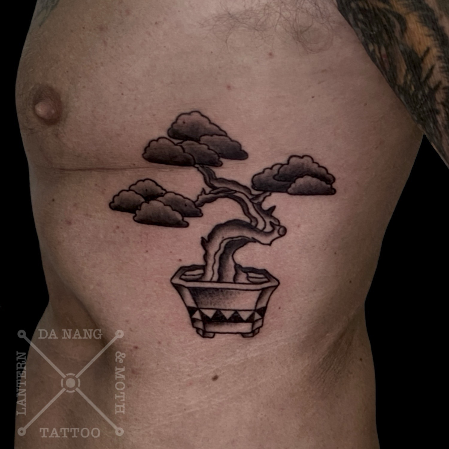 Black Traditional Bonsai Tattoo