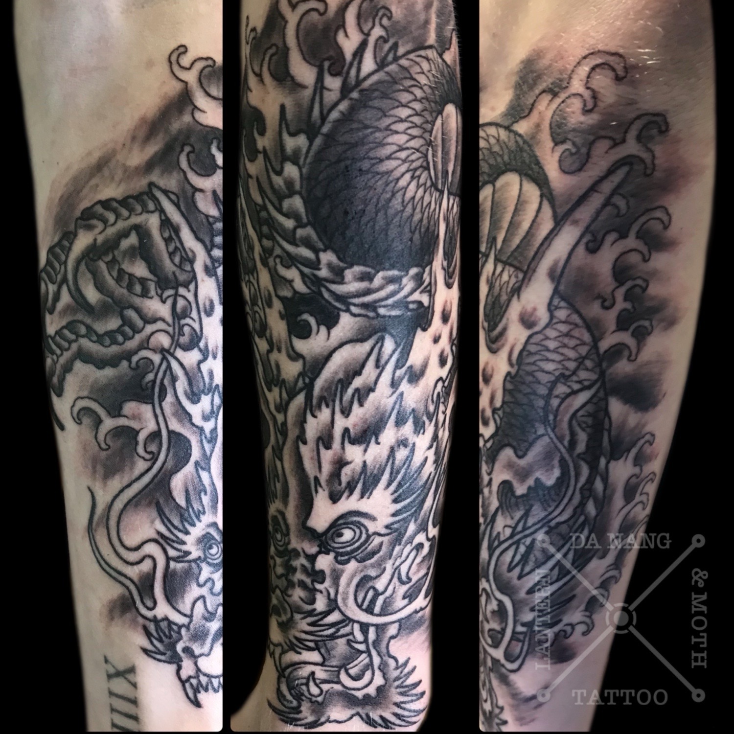 Black and gre Japanese dragon