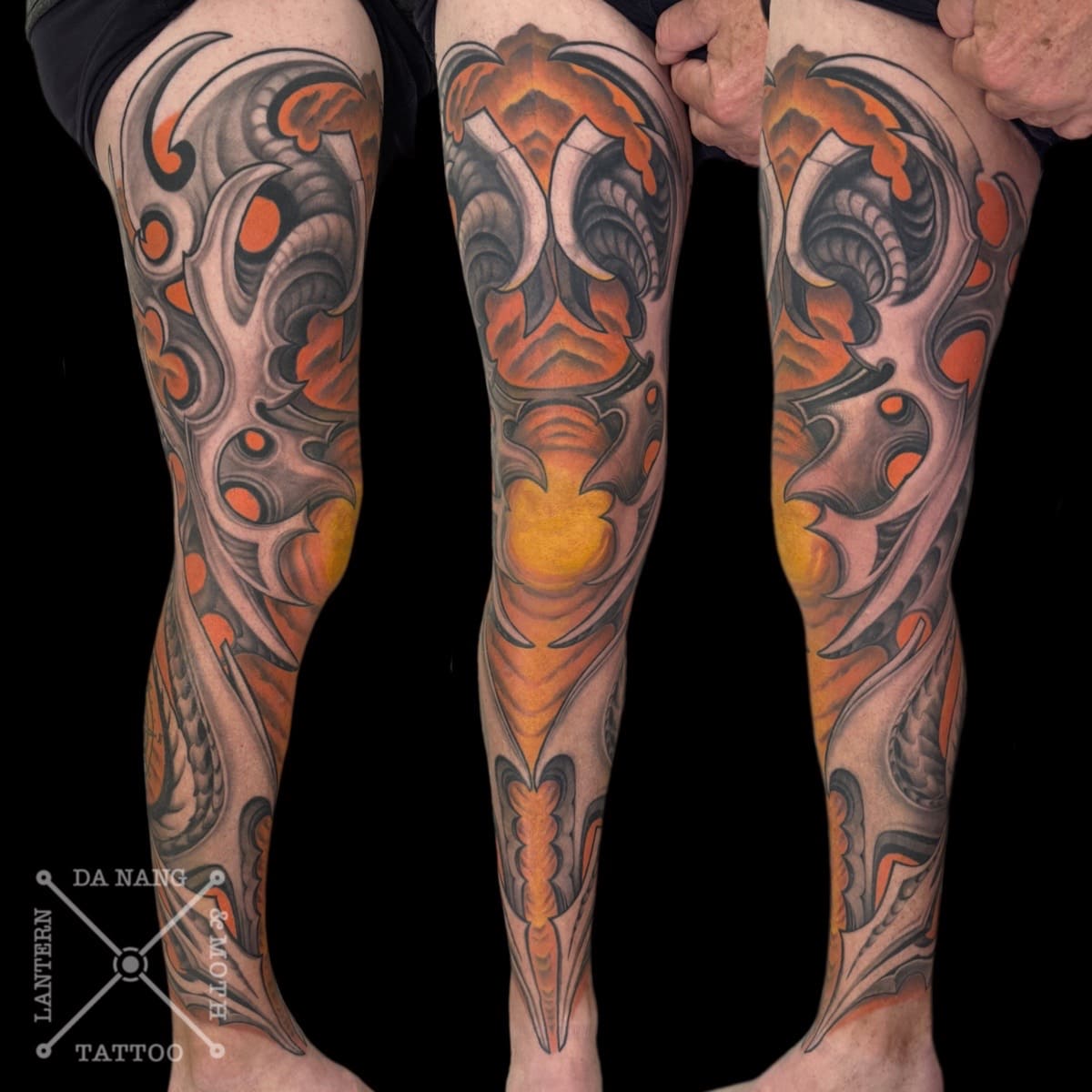 bio-mechanical-leg-sleeve-design-da-nang-tattoo-studio-lantern-and-moth.