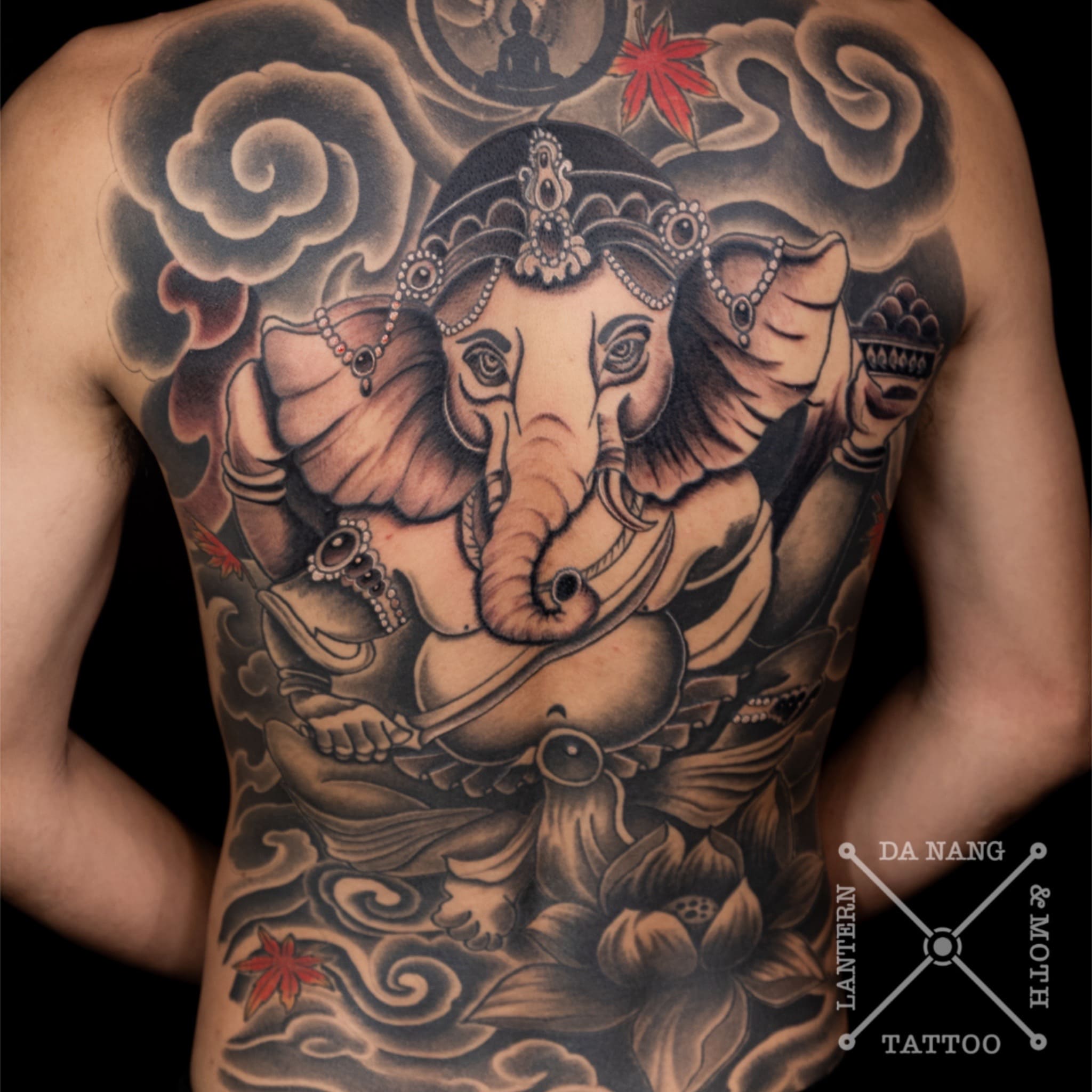 ganesh-back-piece -design-danang-tattoo-studio-lantern-and-moth.